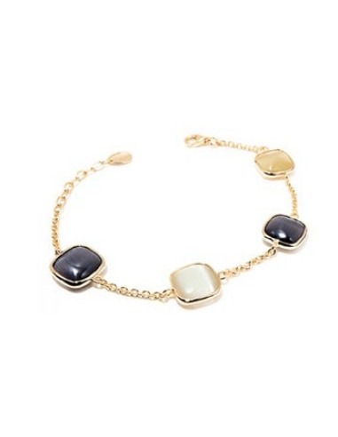 Bracciale MADI Pesca in argento 925 placcato oro rosa con pietre pesca e marroni F_3884200