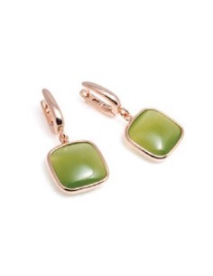 Orecchini pendenti MADI Oliva in argento 925 placcato oro rosa con pietra verde oliva F_3906000