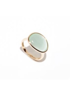 Anello regolabile MADI Goccia in argento 925 placcato oro rosa con pietra verde F_3893915