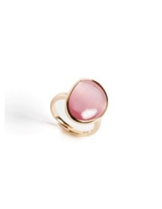 Anello regolabile MADI Bubble in argento 925 placcato oro rosa con pietra rosa F_3906415