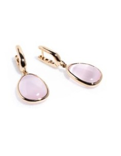 Orecchini pendenti MADI Goccia in argento 925 placcato oro rosa con pietra rosa F_3892500