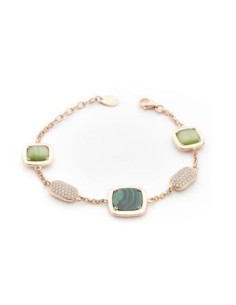 Bracciale MADI Safari in argento 925 placcato oro rosa con malachite F_3911400