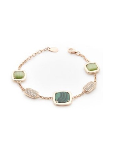 Bracciale MADI Safari in argento 925 placcato oro rosa con malachite F_3911400