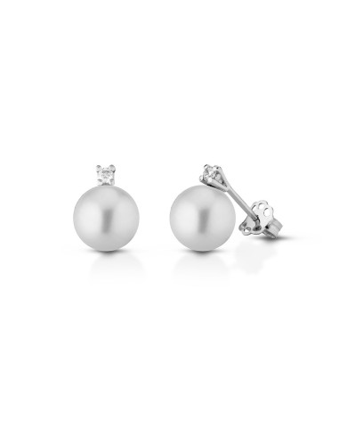 Acquista Orecchini in oro bianco 18Kt diamanti e perle naturali C-O...