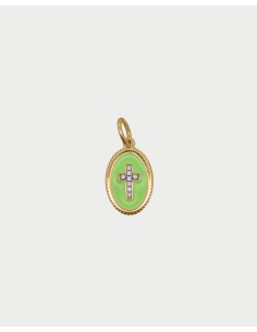 Charm Cross Green RUE DES MILLE Charmbar in argento 925 dorato CB-C...