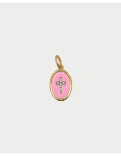 Charm Cross Pink RUE DES MILLE Charmbar in argento 925 dorato CB-CN...
