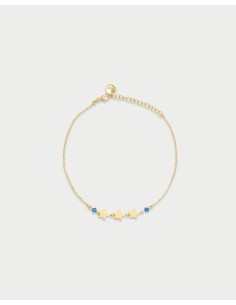 Bracciale RUE DES MILLE Essence in argento 925 dorato 3 Stelle e cr...