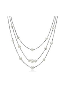 Collana MILUNA Miss Italia multifilo in argento 925 con perle PCL66...