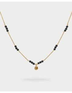 Girocollo RUE DES MILLE Gipsy Chic catena con pepite Milky e Medagl...