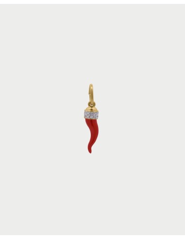 Charm Cornetto Rosso RUE DES MILLE Charmbar in argento 925 dorato C...