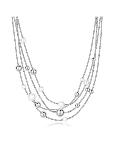 Collana multifilo BROSWAY Perfect in acciaio 316L perle e sfere BPC...