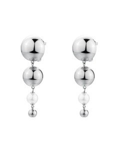 Orecchini pendenti BROSWAY Perfect in acciaio 316L con sfere e perl...