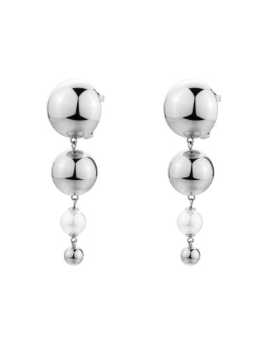 Orecchini pendenti BROSWAY Perfect in acciaio 316L con sfere e perl...