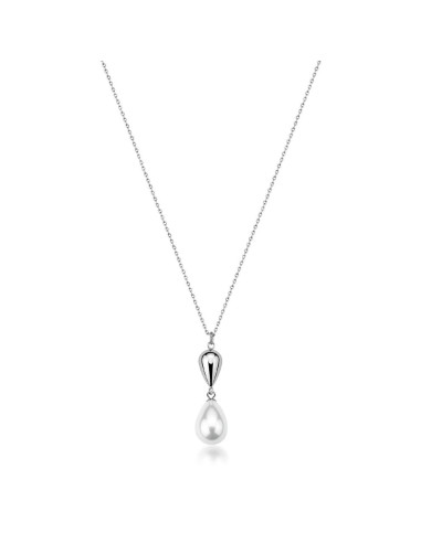 Collana BROSWAY Perfect in acciaio 316L con elemento goccia e perla...