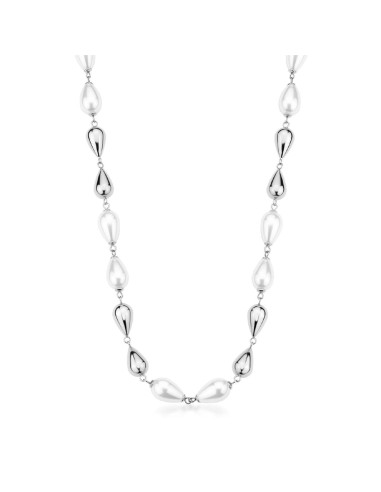 Collana BROSWAY Perfect in acciaio 316L con elementi goccia e perle...