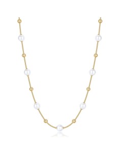 Collana BROSWAY Perfect in acciaio 316L dorato perle e sfere BPC49 ...