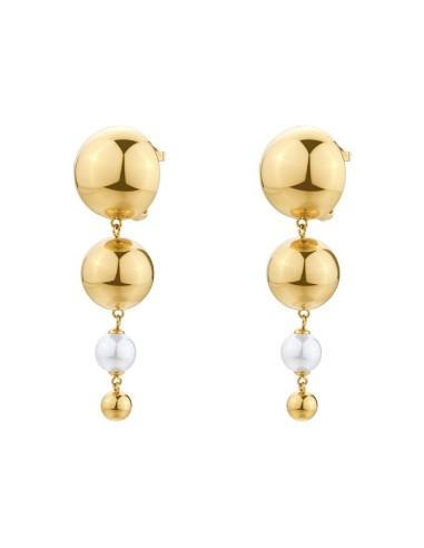 Orecchini pendenti BROSWAY Perfect in acciaio 316L dorato con sfere...