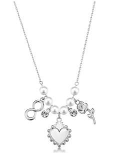 Collana BROSWAY Chakra Amore in acciaio 316L con Cuore e Perle BHKN...