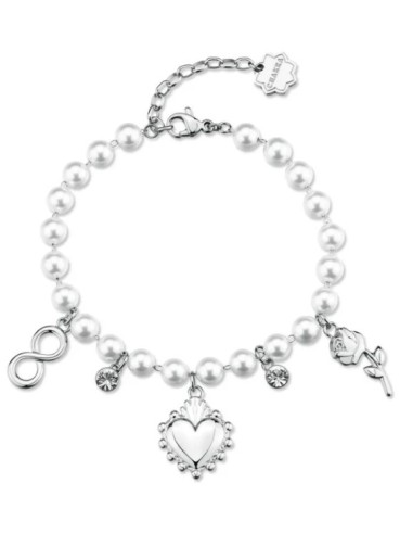 Bracciale BROSWAY Chakra Amore in acciaio 316L con Cuore e Perle BH...