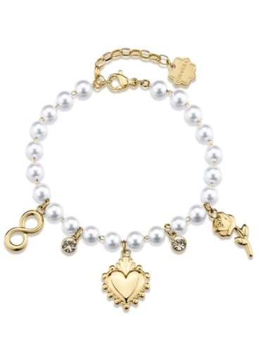 Bracciale BROSWAY Chakra Amore in acciaio 316L dorato con Cuore e P...