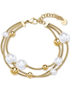Bracciale multifilo BROSWAY Perfect in acciaio 316L dorato con Perl...
