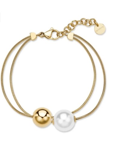 Bracciale doppio filo BROSWAY Perfect in acciaio 316L dorato con Pe...