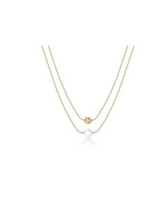 Collana doppio filo BROSWAY Perfect in acciaio 316L dorato con Perl...