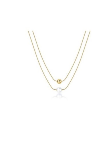 Collana doppio filo BROSWAY Perfect in acciaio 316L dorato con Perl...
