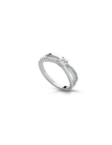 Anello solitario in oro bianco 18Kt con diamanti naturali F-ANSOL56...