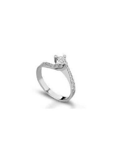 Anello solitario in oro bianco 18Kt con diamanti naturali F-ANS147L...