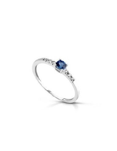 Anello in oro bianco 18Kt con diamanti naturali e zaffiri F-ANFANTA...