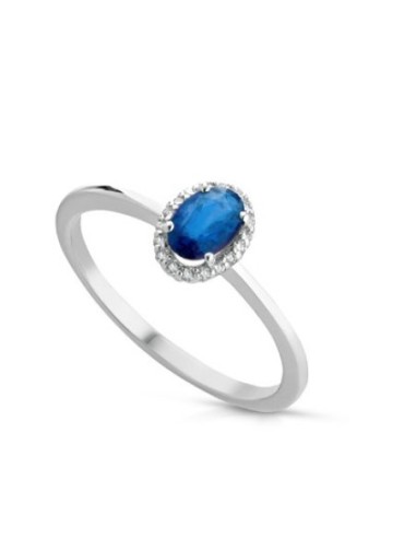 Anello in oro bianco 9Kt diamanti e zaffiri naturali C-ANPOWER9KT/3...