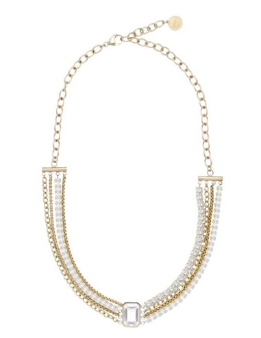 Collana multifilo LIU-JO in acciaio dorato con cristallo di vetro c...