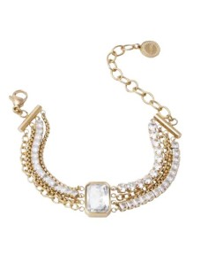Bracciale multifilo LIU-JO in acciaio dorato con cristallo di vetro...