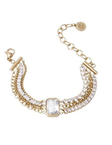 Bracciale multifilo LIU-JO in acciaio dorato con cristallo di vetro...