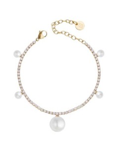 Bracciale tennis LIU-JO con perle in acciaio dorato LJ3022  a solo ...