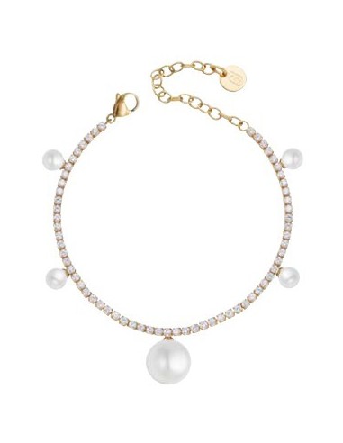 Bracciale tennis LIU-JO con perle in acciaio dorato LJ3022  a solo ...