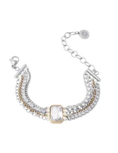 Bracciale multifilo LIU-JO in acciaio bicolore con cristallo di vet...