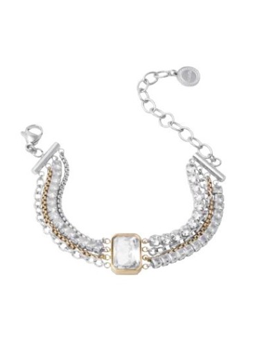 Bracciale multifilo LIU-JO in acciaio bicolore con cristallo di vet...