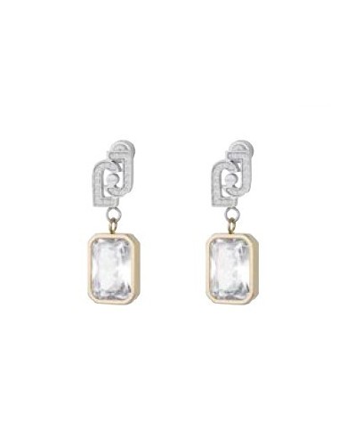 Orecchini pendenti LIU-JO in acciaio bicolore con cristallo di vetr...