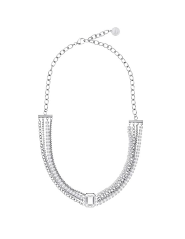 Collana multifilo LIU-JO in acciaio con cristallo di vetro centrale...