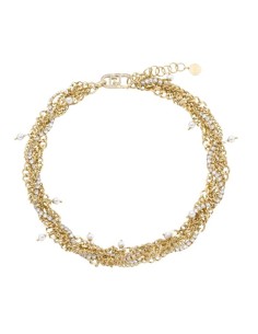 Collana multifilo LIU-JO in acciaio dorato con cristalli e perline ...