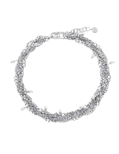 Collana multifilo LIU-JO in acciaio con cristalli e perline LJ3072 ...