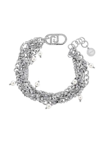 Bracciale multifilo LIU-JO in acciaio con cristalli e perline LJ307...