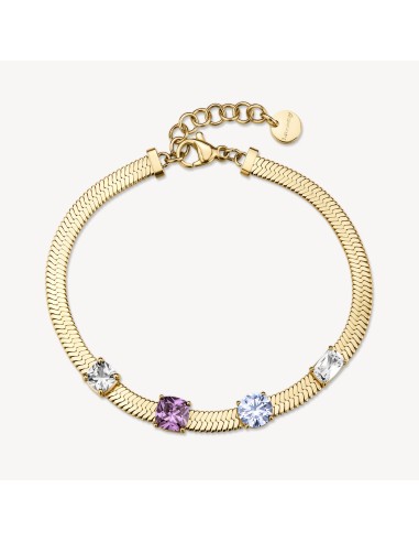 Bracciale BROSWAY Dreaming in acciaio 316L dorato e cristalli ameth...