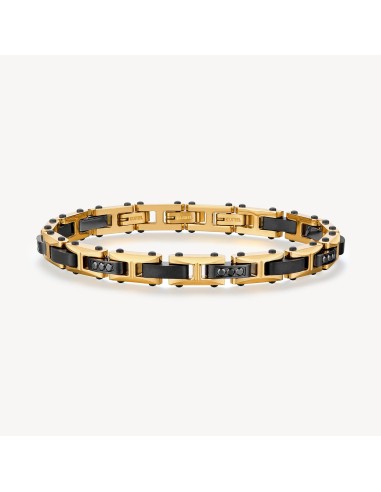 Bracciale Uomo BROSWAY Backliner in acciaio 316L pvd oro e cristall...