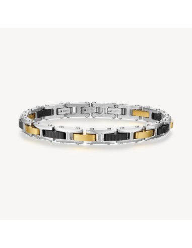 Bracciale Uomo BROSWAY Backliner in acciaio 316L pvd oro e rutenio ...