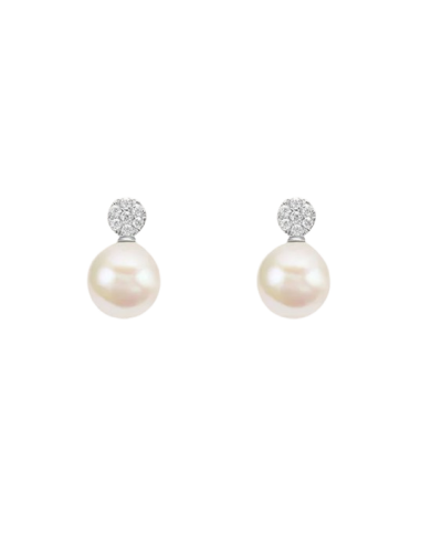 STROILI Orecchini Lobo Silver Pearls Argento Rodiato Perla sintentica Cubic Zirconia 1693200