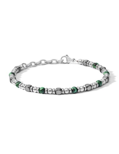 Bracciale COMETE GIOIELLI Uomo UBR 1201 in acciaio con malachite ve...
