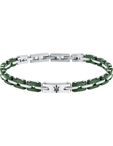 Bracciale MASERATI Ceramic in acciaio e pvd verde JM425ATZ66  a sol...